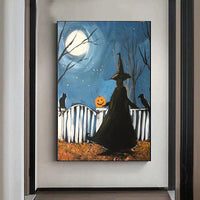 Hand Painted Oil Painting Halloween Pumpkin Abstract Canvas Wall Arts