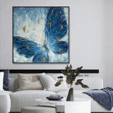 Hand Painted Oil Painting On Canvas Animal Modern Blue Butterfly Abstract