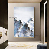 Abstract Mountain Oil Paintings On Canvas Hand Painted Modern Landscape Minimalist Wall Art For Living