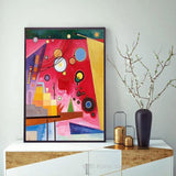 Hand Painted Wassily Kandinsky Oil Paintings Canvas Abstract Synesthesia Art Heavy Red Exhibition Museum Wall Art Decor