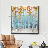 Modern Landscape Abstract Hand Painted Trees On Canvas Beautiful Colorful Tree Painting Wall Art For