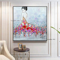 Abstract Canvas Hand Painted Oil Painting Dancing Girl Modern Wall Art Decoration Nordic