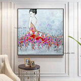 Abstract Canvas Hand Painted Oil Painting Dancing Girl Modern Wall Art Decoration Nordic