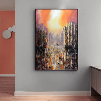 Abstract Urban Style Red Wall Art Canvas Modern Landscape Hallway