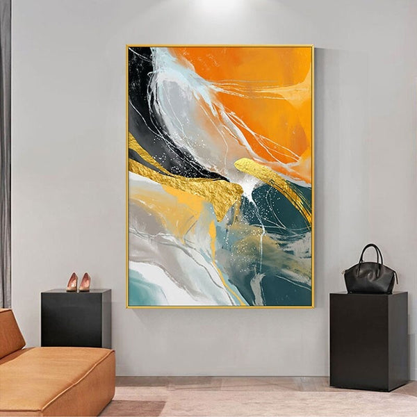 Hand Painted Oil Painting Art Colorful Color Block Lines Abstract Newest Canvas Modern