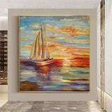 Hand Painted Oil Painting Seascape Sails Landscape Abstract Canvas Painting s