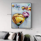 Hand Painted Abstract Wall Art Hot Air balloon Landscape Minimalist Modern On Canvas Decorative