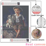 DIY 5D Diamond Painting Little Boy And Dog Full Square Drill Rhinestone Diamond Kid Mosaic Home Decor