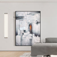 Hand Painted Abstract Hand Painted Grey White Oil Painting Modern Painting