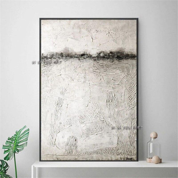 Hand Painted Modern Minimalist Color White Gray On Canvas Wall Mural Art