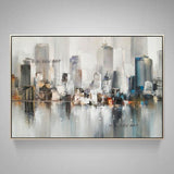 Hand Painted Abstract Wall Art City Building Landscape Decorative Modern On Canvas