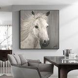 High Hand Painted Horses Abstract Oil Painting Modern White Horse Oil Painting On Canvas