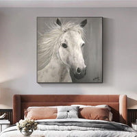 High Hand Painted Horses Abstract Oil Painting Modern White Horse Oil Painting On Canvas