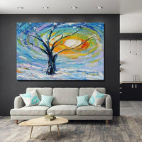 Hand Painted Oil Paintings Landscape Tree Abstract Wall Arts