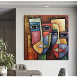 Hand Painted Oil Painting Abstract Figures Face Canvas Painting