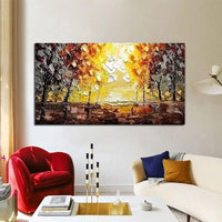 Hand Painted Oil Painting Knife Street Landscape Tree Abstract Canvass