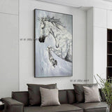 Hand Painted Canvas Painting Wall Art Canvas Animal The Horse Painting Wall Decor