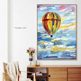 Hand Painted Coloful Hot Air Balloon Oil Painting Canvas For Child Bedroom Modern OIl Painting