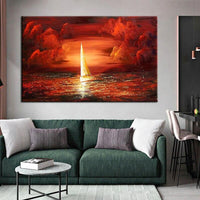 Hand Painted Sailing Boat Oil Painting For Wall dDecoration Seascape On Canvas Art