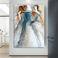 Hand Painted Abstract Woman Art Oil Painting Impression People Canvas