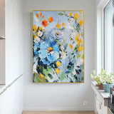 Hand Painted Oil Painting Abstract Canvas Painting Palette Knife Flowers Modern Decor Floral Wall Art