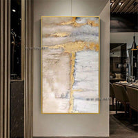 Hand Painted Abstract Gold Foil Craft Oil Canvas Painting Modern Light Luxury Corridor Wall