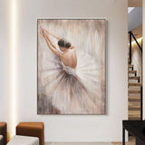 Hand Painted Modern Ballet Dancer Knife Oil Painting On Canvas Abstract Wall Art For Wedding