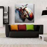 Art Hand Painted on Canvas Cool Motorcycle Oil Painting Modern Motorbike Abstract Wall Decor