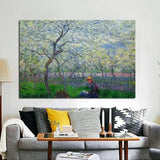 Hand Painted Claude Monet Impression An Orchard in Spring 1886 Landscape Art Oil Painting Canvas Rooms