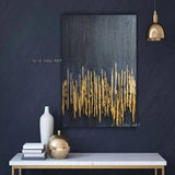 Hand Painted Abstract Black and Golden Canvas Wall Art Minimalist Modern Decoration