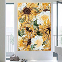 Hand Painted Flowers Painting Sunflower floral Oil Paintings Poster Canvas Wall Art As