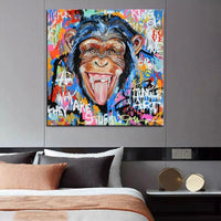 Hand Painted Oil Painting Modern Street Art Cartoon Gorilla Animals Abstracts Children's Room Decor