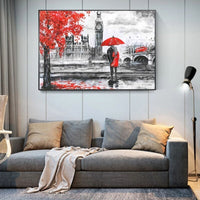 Hand Painted Oil Painting Modern Abstract Palette Knife Black And White Street View Canvas Landscape Banner