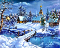 DIY Paint By Number House Winter Drawing On Canvas HandPainted Painting Art Gift DIY Painting By Numbers Snow Kits Home Decor