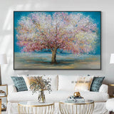 Hand Painted Abstract Pink Trees Oil Painting On Canvas Beautiful Plant Painting For (hand painted)
