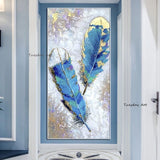 Hand Painted Modern Gold Foil Art Canvas Feather Oil Painting Texture Thick Art Showpiece