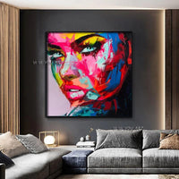 Abstract Palette Knife Hand Painted Portrait Face Canvas Acrylic WallArt