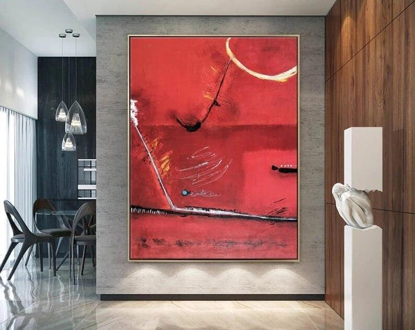 Abstract Red Canvas Hand Painted Oil Painting Modernative Scandinavian