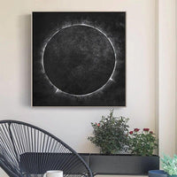 Hand Painted Black White Circle Oil Painting Abstract Art On Canvas Abstract Painting