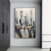 Hand Painted Oil Paintings Urban Architectur Abstract On Canvas Home Modern Wall Art