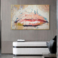 Modern Hand Painted Pink Lip Sexy Mouth Canvas Oil Painting work Modern