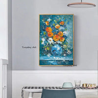 Hand Painted Oil Painting Canvas Still Life Knife Flower Abstract Modern Canvas Decorative