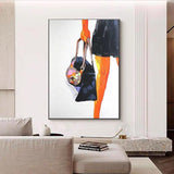 Hand Painted Modern Abstract Fashion Girl Oil Painting On Canvas Wall Art Hotel Decoration