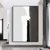 Hand Painted Canvas Oil Painting Fashion Black White Simple Wall Art Abstract