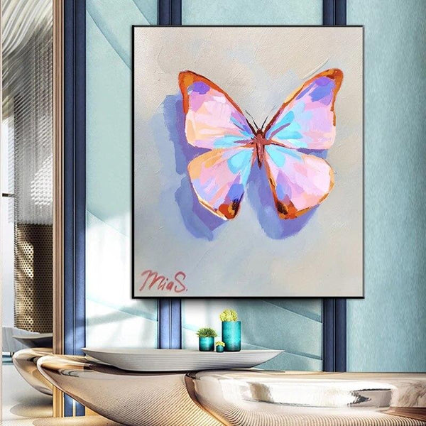 Hand Painted Colorful Butterfly Oil Painting On The Modern Abstract Insect