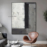 Hand Painted Abstract Creative Grey Color Canvas Painting posters and Minimalist Style Arts Bedroom Aisle