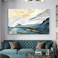 Hand Painted Oil Painting Modern Gold Foil Landscape Abstract Canvas