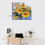 Modern Hand Painted Painting Abstract Sunflowers On Canvas Decor Wall Art