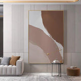 Hand Painted Modern Simple Abstract Brown Beige White Oil Painting Wall Art Wall Decoration As