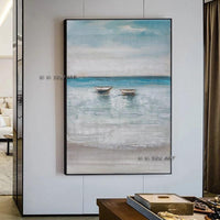 Hand Painted Abstract Wall Art Seascape Minimalist Modern On Canvas Decorative